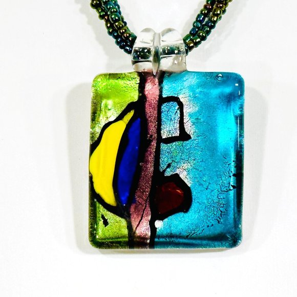 Art Glass One of a Kind Artisan Necklace - Picture 5 of 8